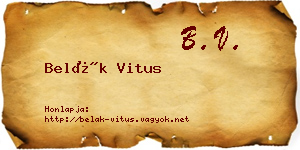 Belák Vitus névjegykártya